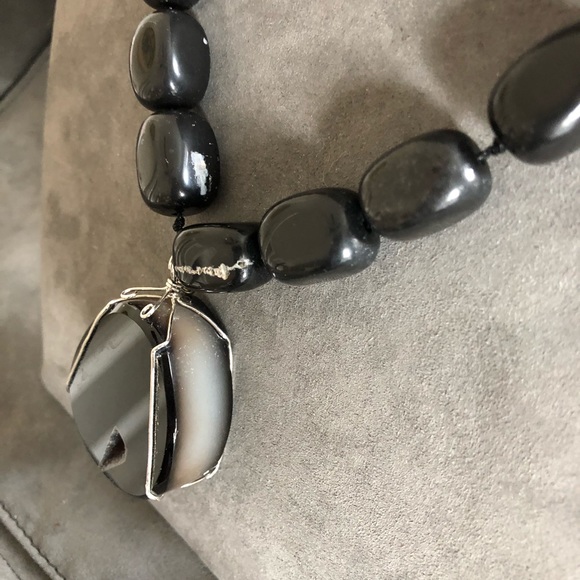 Heavy Vintage 1990 Chunky genuine agate geode stone necklace. - Picture 5 of 8